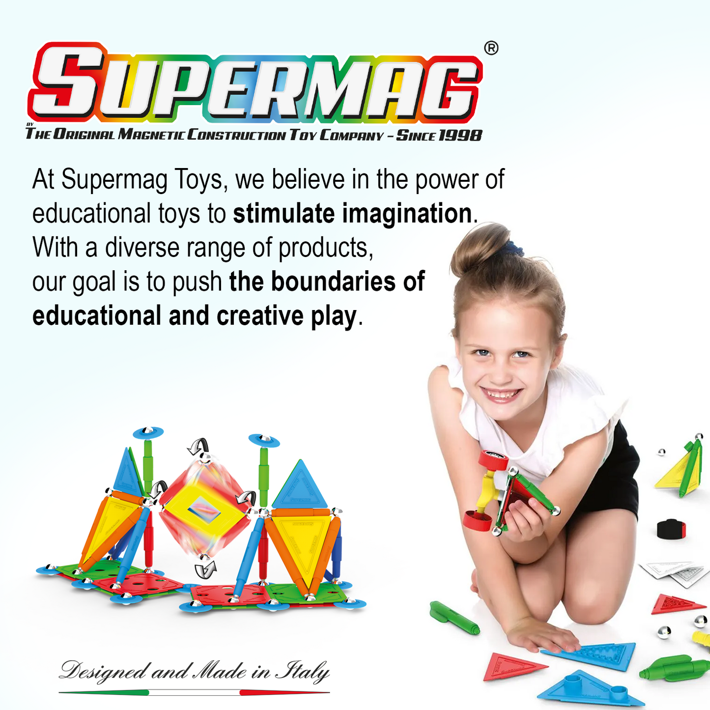 Tinamiri Supermag - Multicolor 45 - Magnetic Building Set, Educational construction fun, 45 piece set, Magnet Toys