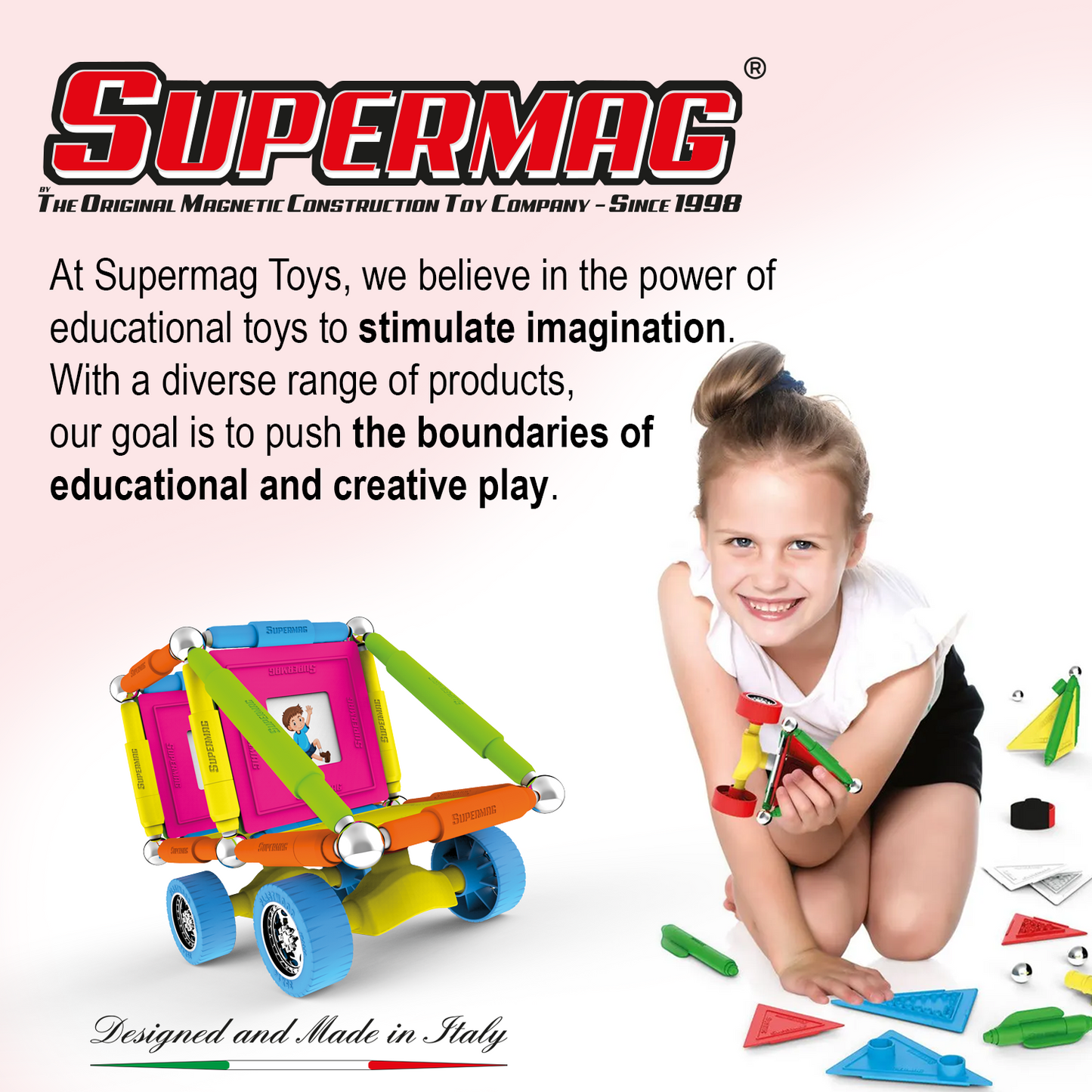 Tinamiri Supermag - Wheels 30 - Magnetic Building Set, Educational construction fun, 30 piece set, Magnet Toys