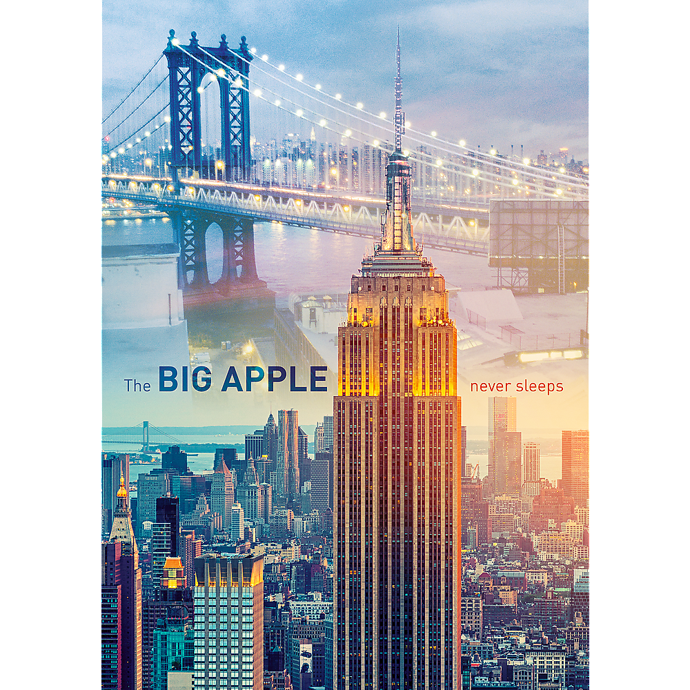 1000 Piece Jigsaw Puzzle, New York at Dawn, Brooklyn Bridge, Empire State Building, City Skyline, USA