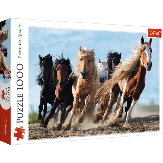 1000 Piece Jigsaw Puzzles, Galloping Horses, Wild Horse Puzzle, Animal Puzzle