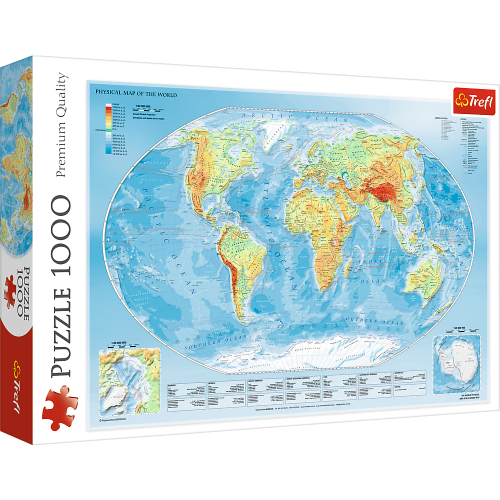 1000 Piece Jigsaw Puzzles, Physical Map of The World, Puzzle of the Earth with Countries