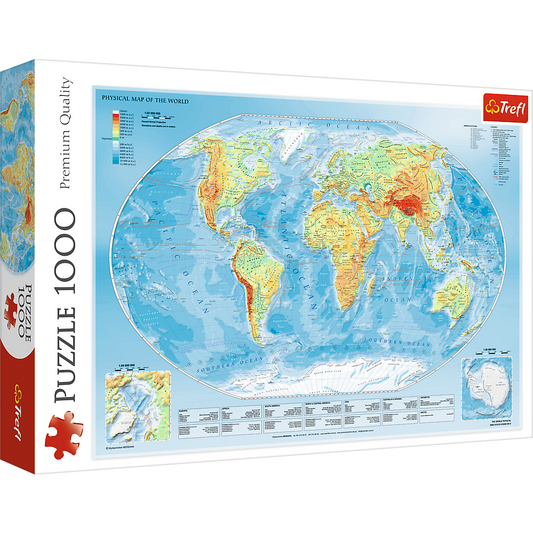 1000 Piece Jigsaw Puzzles, Physical Map of The World, Puzzle of the Earth with Countries