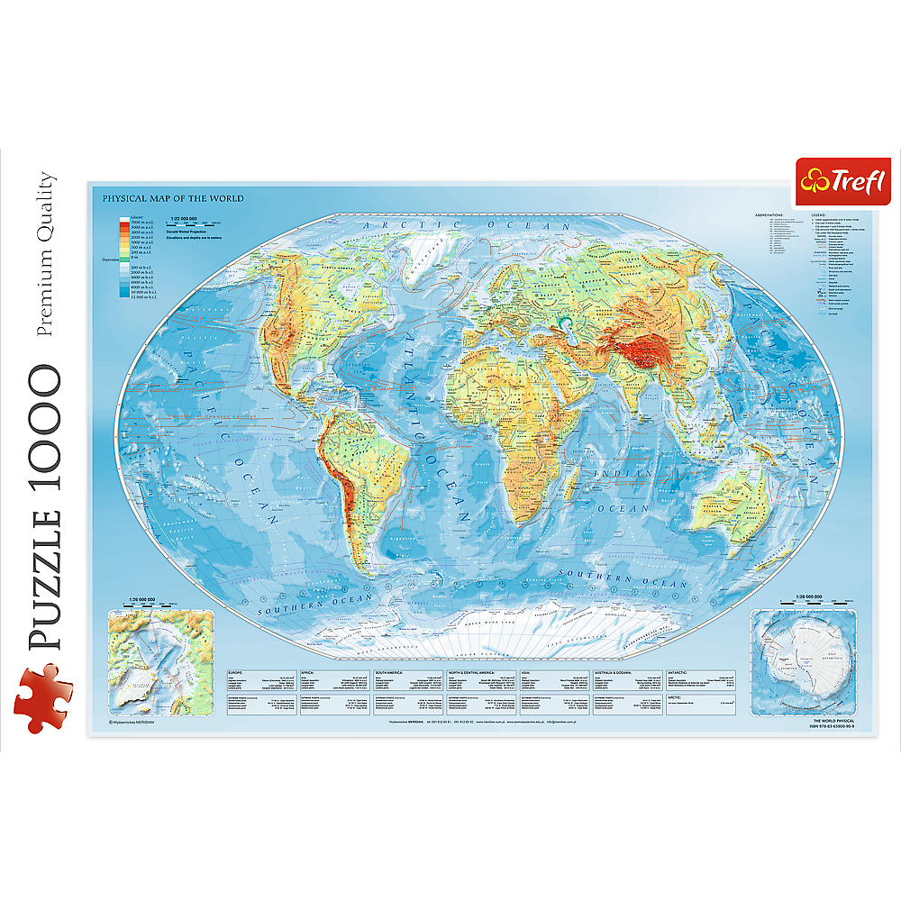 1000 Piece Jigsaw Puzzles, Physical Map of The World, Puzzle of the Earth with Countries