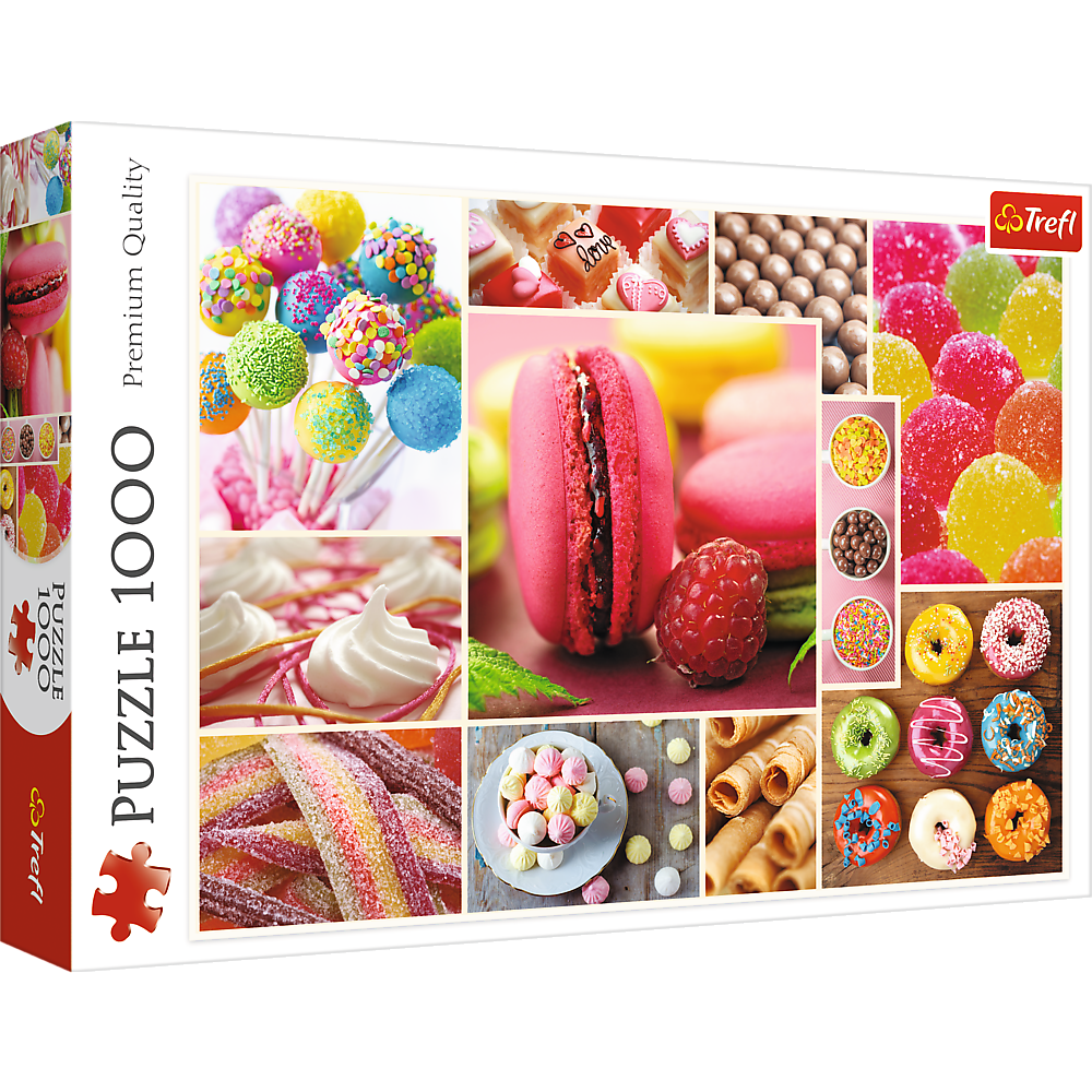 1000 Piece Jigsaw Puzzles, Candy, Collage, Sweets, Macaroons, Donuts