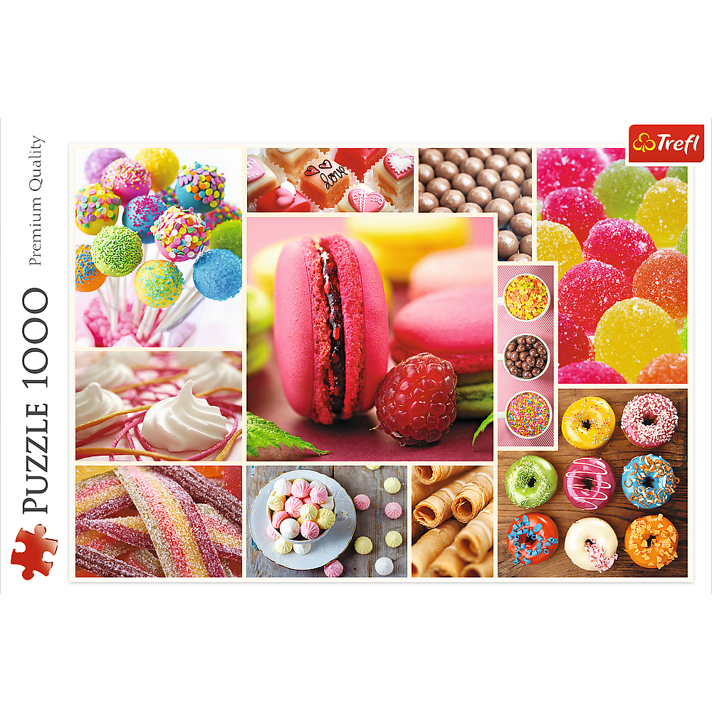 1000 Piece Jigsaw Puzzles, Candy, Collage, Sweets, Macaroons, Donuts