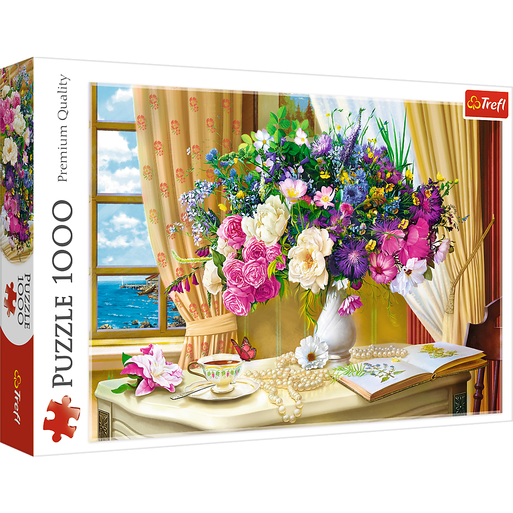 1000 Piece Jigsaw Puzzle, Flowers in The Morning, Painting Puzzle, Plants and Flower Puzzle