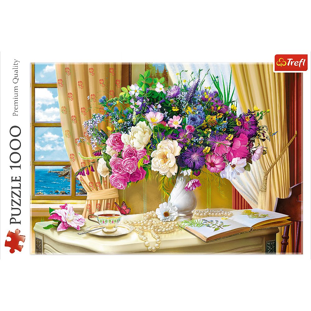 1000 Piece Jigsaw Puzzle, Flowers in The Morning, Painting Puzzle, Plants and Flower Puzzle