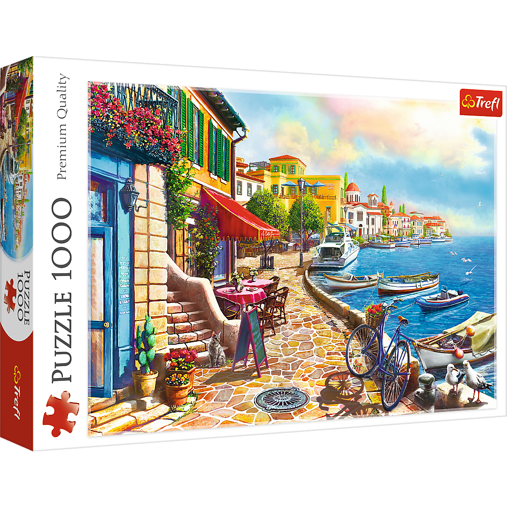 1000 Piece Jigsaw Puzzles, Sunny Embankment, Coastal City, Ocean