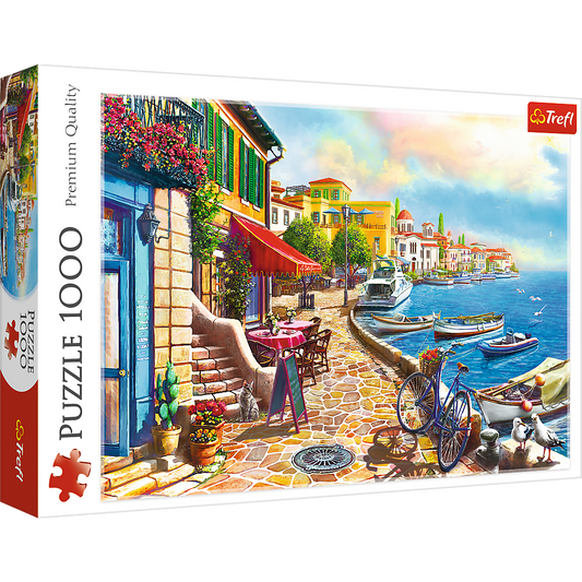 1000 Piece Jigsaw Puzzles, Sunny Embankment, Coastal City, Ocean