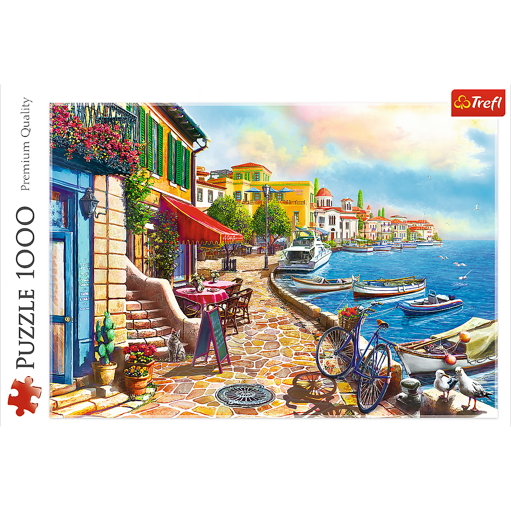 1000 Piece Jigsaw Puzzles, Sunny Embankment, Coastal City, Ocean