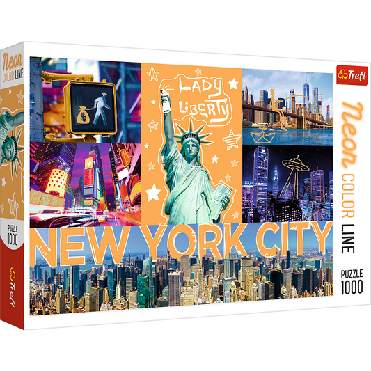 1000 Piece Jigsaw Puzzles, New York City Art, Puzzle of NYC with Neon, Puzzles of the USA