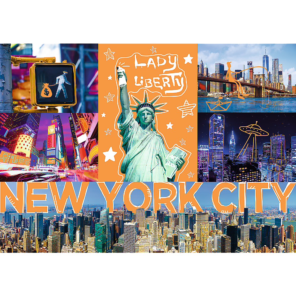 1000 Piece Jigsaw Puzzles, New York City Art, Puzzle of NYC with Neon, Puzzles of the USA