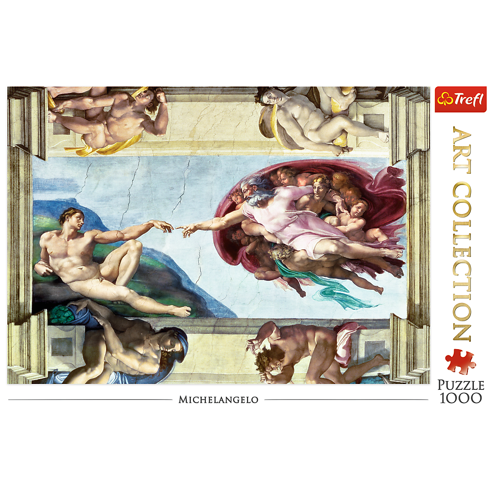 1000 Piece Jigsaw Puzzles Art Collection, The Creation of Adam by Michelangelo, Sistine Chapel, Art Puzzles