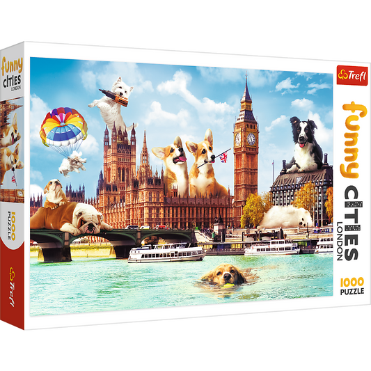 1000 Piece Jigsaw Puzzles, Dogs in London, Puzzle of Dogs, Corgi, Bulldog, Westie