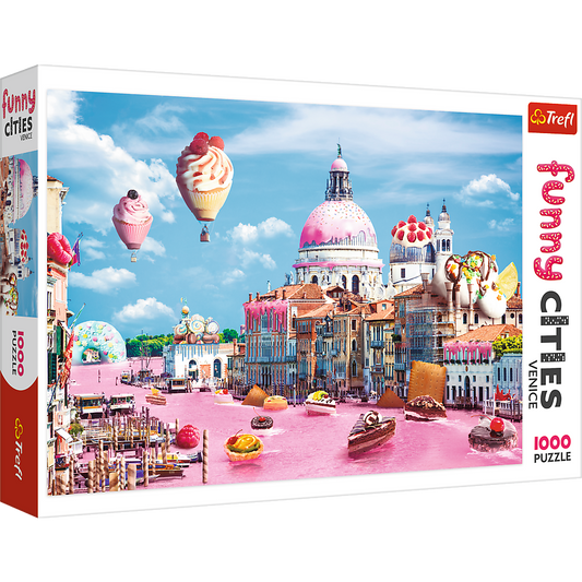 1000 Piece Jigsaw Puzzles, Funny Cities, Sweets in Venice, Colorful Puzzle of Venice with sweets