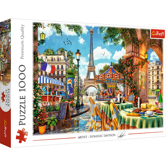 1000 Piece Jigsaw Puzzles, Parisian Morning, Puzzle of Paris France, Colorful Eiffel Tower and Café Puzzle