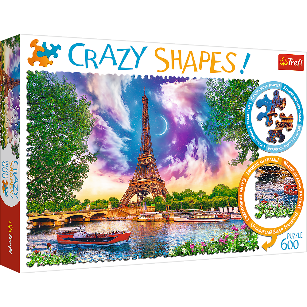 Crazy Shape 600 Piece Jigsaw Puzzles, Sky Over Paris, Puzzle of France, Eiffel Tower and French Cityscape