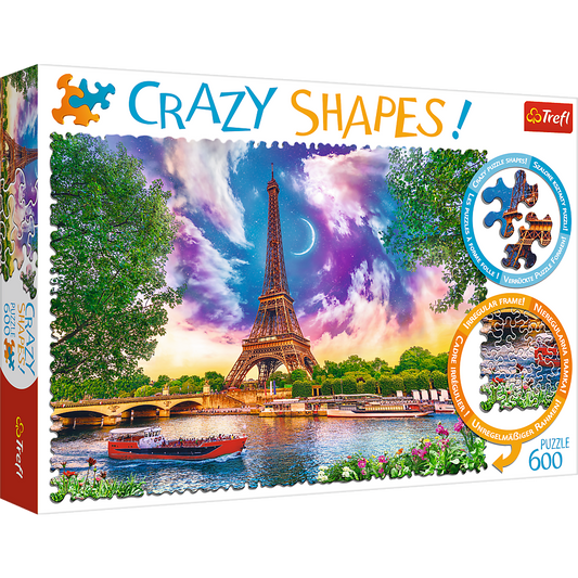 Crazy Shape 600 Piece Jigsaw Puzzles, Sky Over Paris, Puzzle of France, Eiffel Tower and French Cityscape