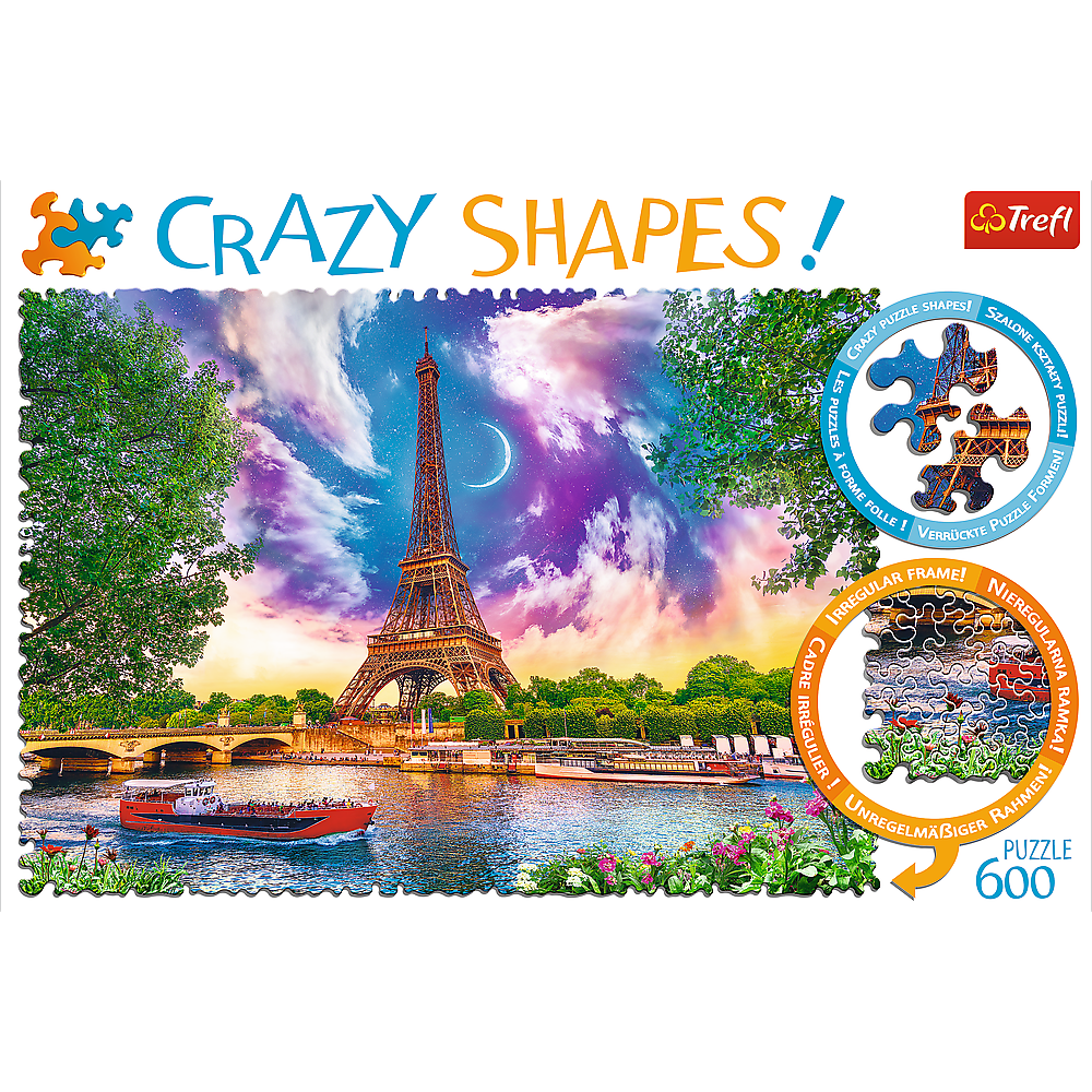 Crazy Shape 600 Piece Jigsaw Puzzles, Sky Over Paris, Puzzle of France, Eiffel Tower and French Cityscape