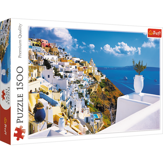 1500 Piece Jigsaw Puzzles, Santorini, Puzzle of Greece, Island Paradise Puzzle