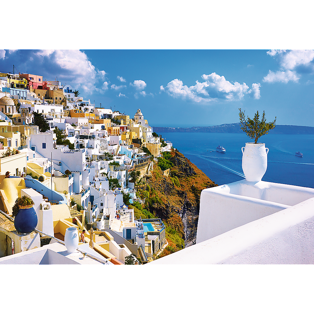 1500 Piece Jigsaw Puzzles, Santorini, Puzzle of Greece, Island Paradise Puzzle