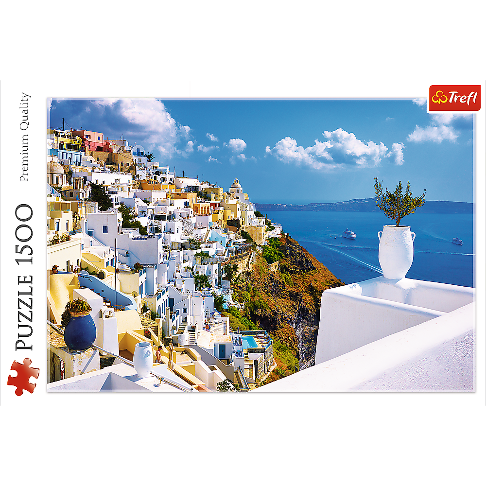 1500 Piece Jigsaw Puzzles, Santorini, Puzzle of Greece, Island Paradise Puzzle