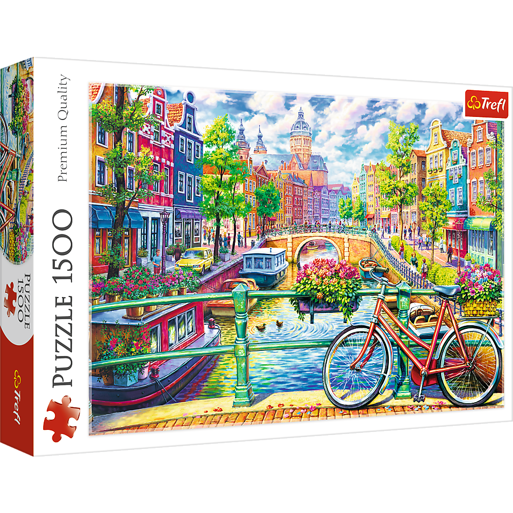 1500 Piece Jigsaw Puzzles, Amsterdam Canal, Colorful Puzzle of the Netherlands, European Puzzle