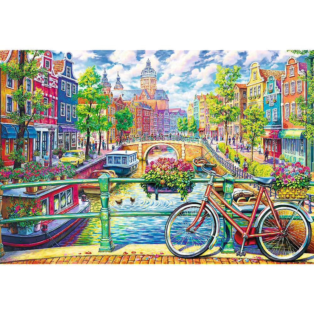 1500 Piece Jigsaw Puzzles, Amsterdam Canal, Colorful Puzzle of the Netherlands, European Puzzle