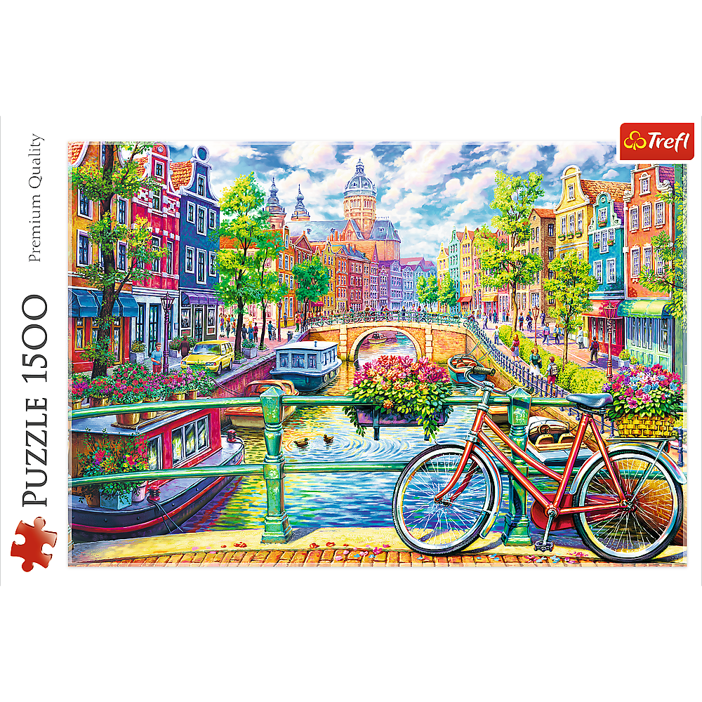 1500 Piece Jigsaw Puzzles, Amsterdam Canal, Colorful Puzzle of the Netherlands, European Puzzle