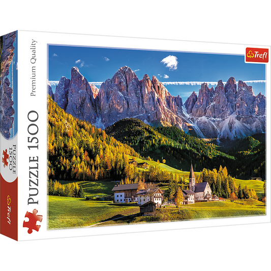 1500 Piece Jigsaw Puzzles, Val Di Funes Valley, Dolomites Mountain Puzzle, Puzzle of Italy