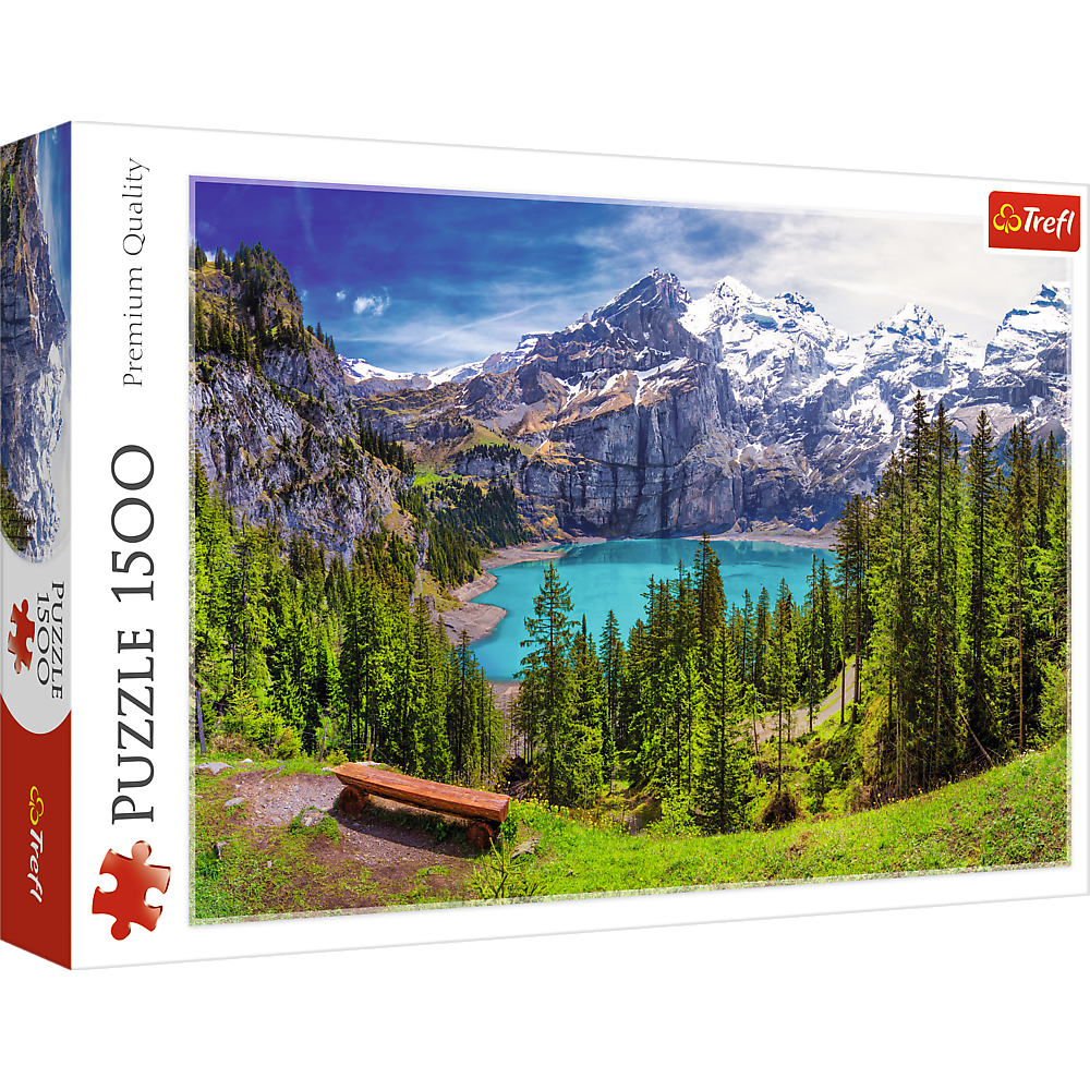 1500 Piece Jigsaw Puzzles, Lake Oeschinen, Switzerland Alps Puzzles, Mountain Lake Wilderness Puzzles