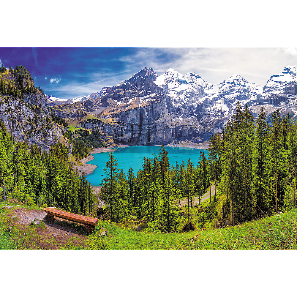 1500 Piece Jigsaw Puzzles, Lake Oeschinen, Switzerland Alps Puzzles, Mountain Lake Wilderness Puzzles