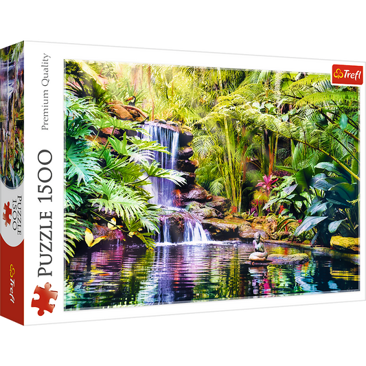 1500 piece Jigsaw Puzzles - Oasis of Calm, Waterfall, relaxing and calming place