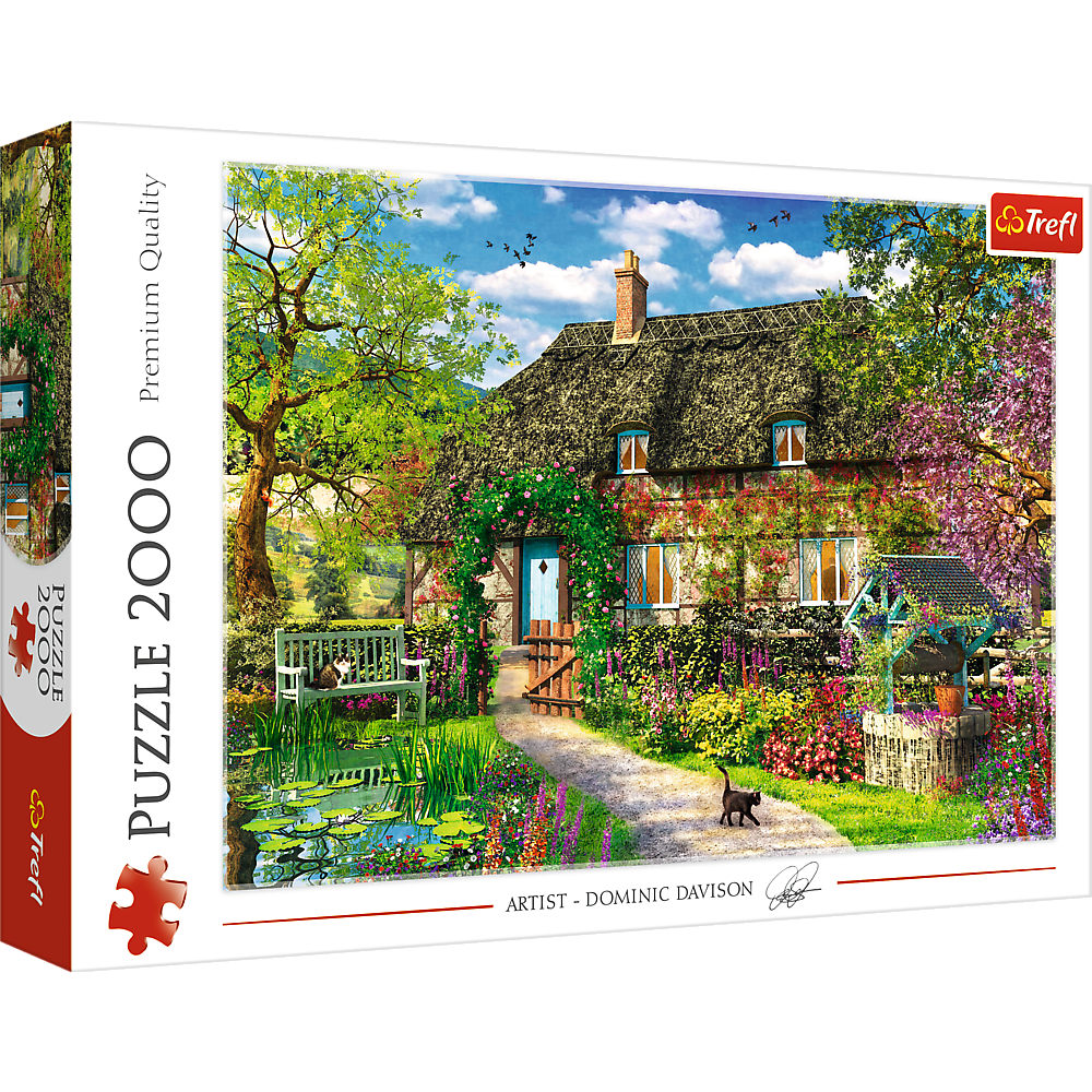 2000 piece Jigsaw Puzzles - Country Cottage, Charming Nook, Pond, Countryside