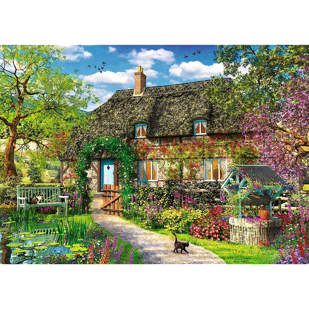 2000 piece Jigsaw Puzzles - Country Cottage, Charming Nook, Pond, Countryside