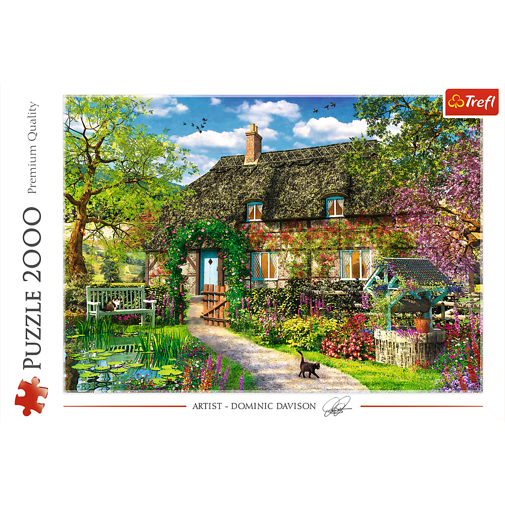 2000 piece Jigsaw Puzzles - Country Cottage, Charming Nook, Pond, Countryside