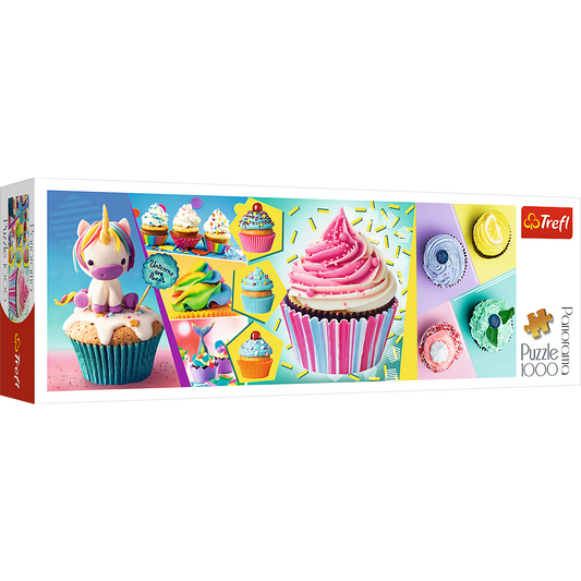 Panorama 1000 Piece Jigsaw Puzzles, Colorful Cupcakes, Puzzle of Sweets and Unicorn Cupcake