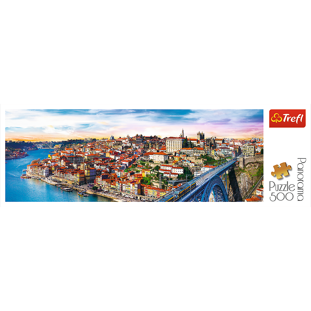 Panorama 500 Piece Jigsaw Puzzle, Porto, Portugal, Coastal City, Train, Puzzle of Europe