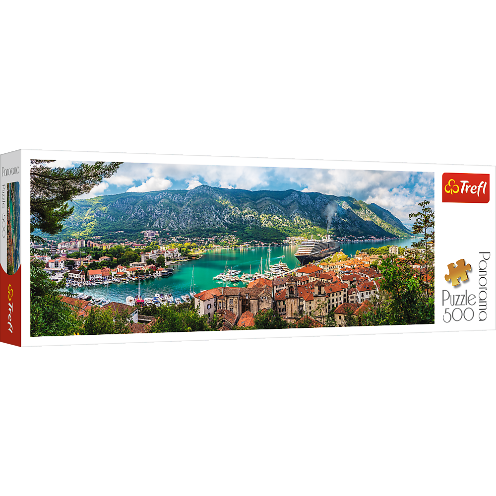 Panorama 500 Piece Jigsaw Puzzles, Kotor Montenegro, Medieval Old Town Puzzle, Adriatic Coast Puzzle