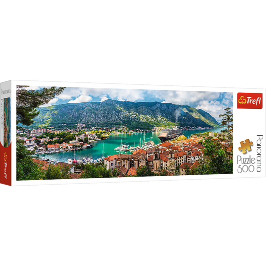 Panorama 500 Piece Jigsaw Puzzles, Kotor Montenegro, Medieval Old Town Puzzle, Adriatic Coast Puzzle