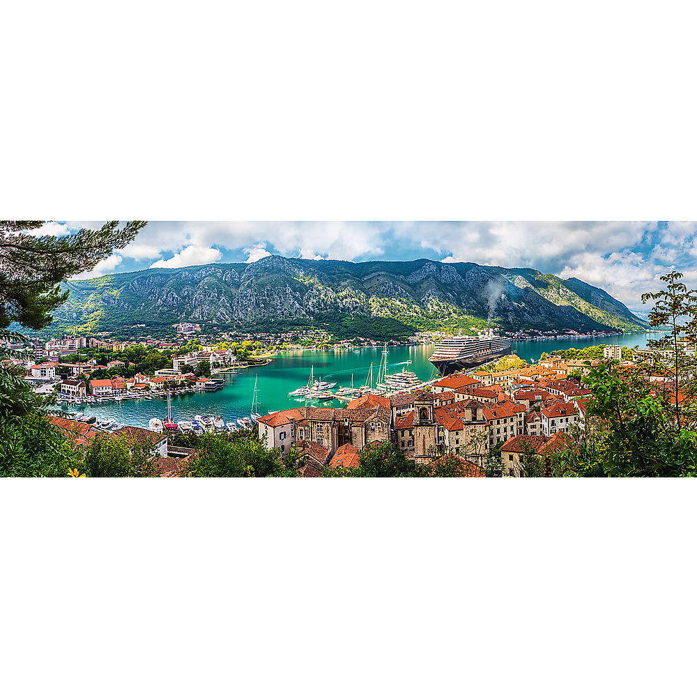 Panorama 500 Piece Jigsaw Puzzles, Kotor Montenegro, Medieval Old Town Puzzle, Adriatic Coast Puzzle