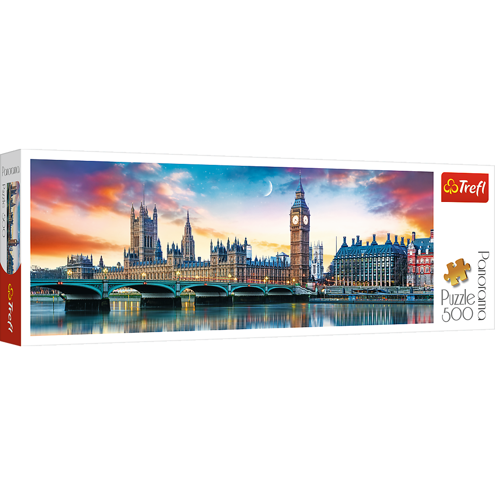 Panorama 500 Piece Jigsaw Puzzles, Big Ben and Palace of Westminster, London, Sunset, Puzzle of England