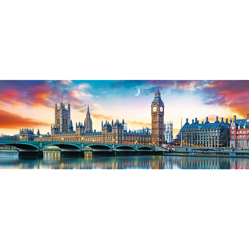 Panorama 500 Piece Jigsaw Puzzles, Big Ben and Palace of Westminster, London, Sunset, Puzzle of England