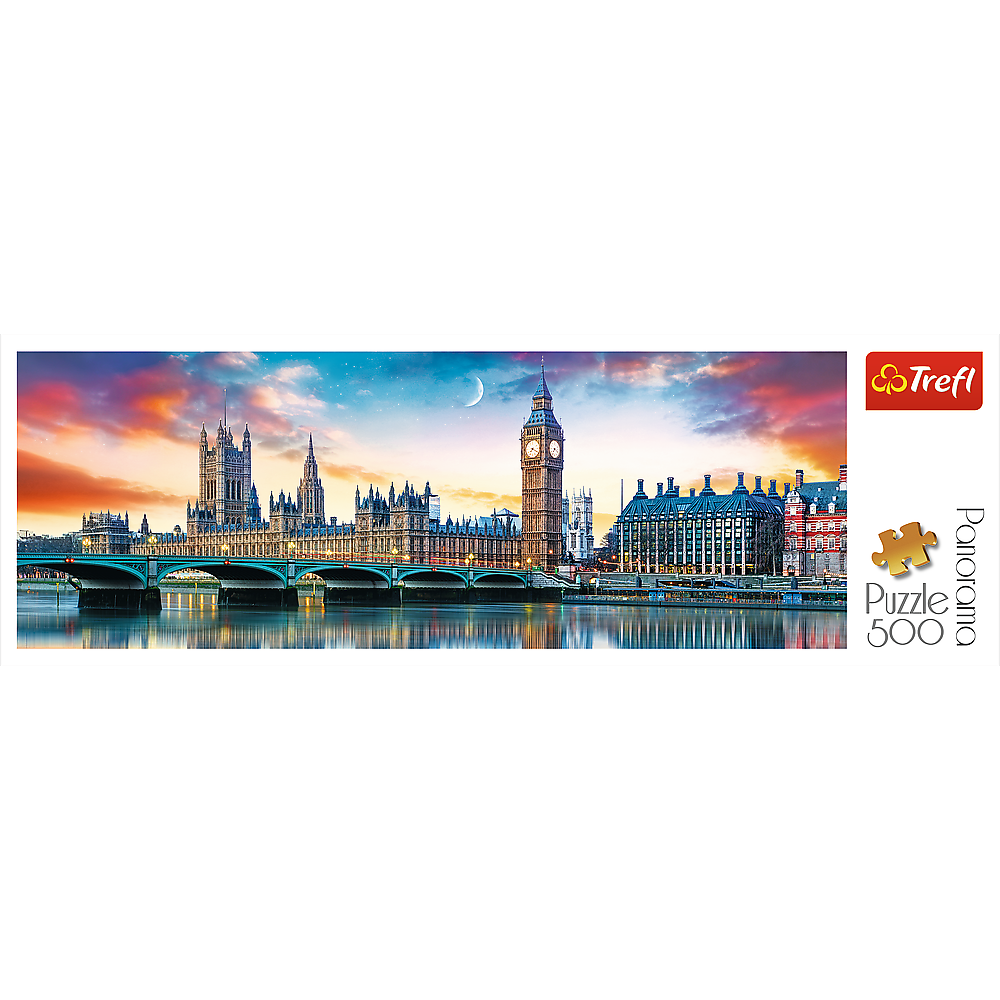 Panorama 500 Piece Jigsaw Puzzles, Big Ben and Palace of Westminster, London, Sunset, Puzzle of England