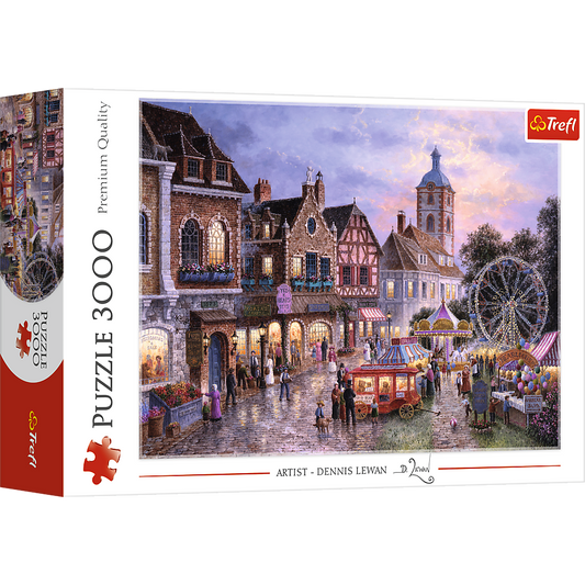 3000 piece Jigsaw Puzzles - Funfair, idyllic and charming picture of old town