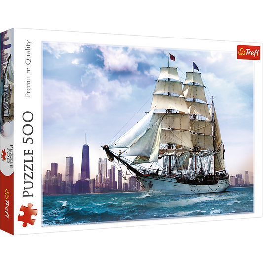 500 Piece Jigsaw Puzzles, Sailing towards Chicago, Lake Michigan, City Skyline