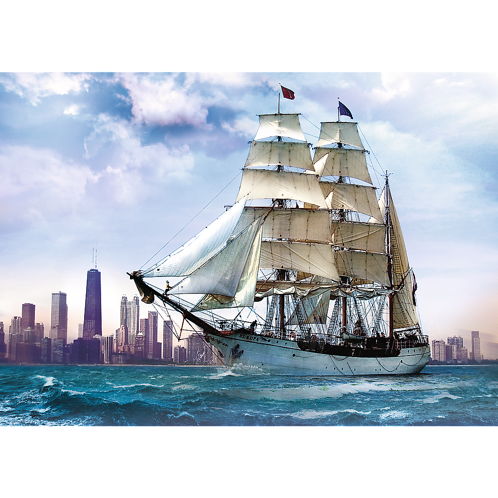 500 Piece Jigsaw Puzzles, Sailing towards Chicago, Lake Michigan, City Skyline