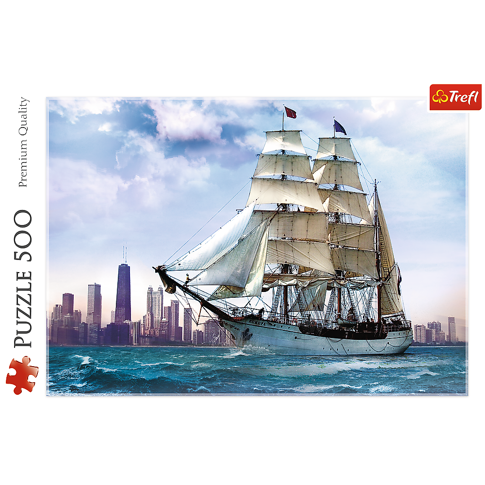 500 Piece Jigsaw Puzzles, Sailing towards Chicago, Lake Michigan, City Skyline