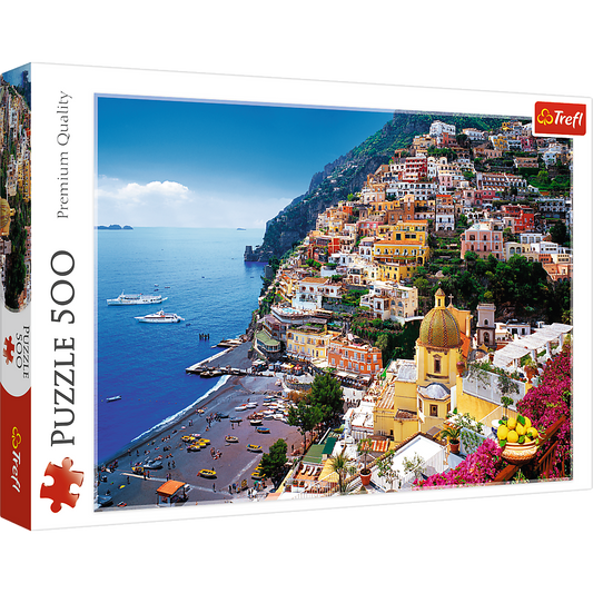 500 Piece Jigsaw Puzzles, Positano, Italy, Amalfi Coast Puzzle, Colorful Oceanside Puzzle