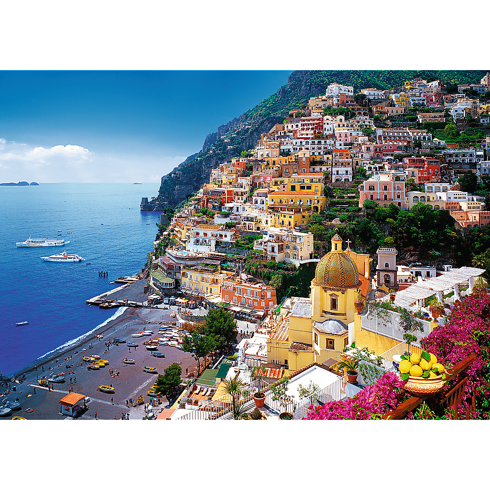 500 Piece Jigsaw Puzzles, Positano, Italy, Amalfi Coast Puzzle, Colorful Oceanside Puzzle